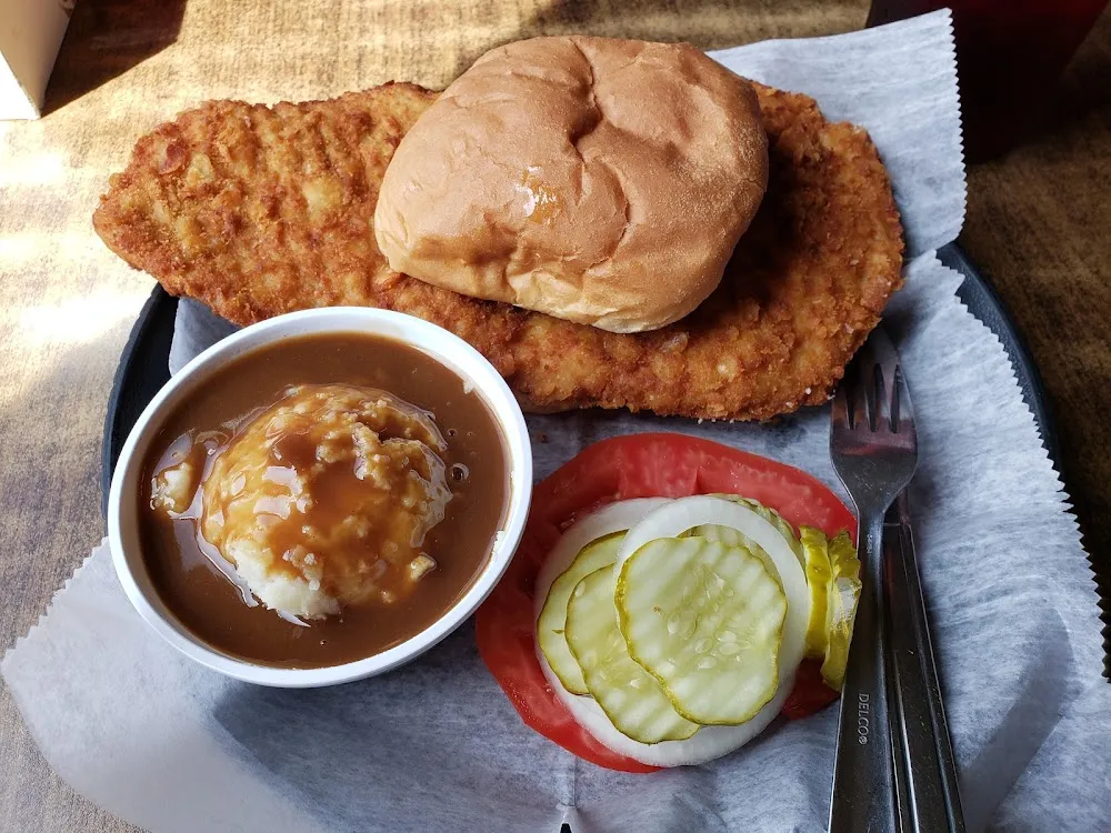 Pork Tenderloin Sandwich with Mashed Potatoes and Gravy